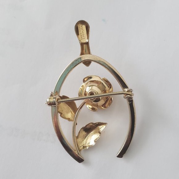 Vintage Bond Boyd Sterling Silver Rose Wishbone Silver Brooch / Pin - Picture 4 of 11